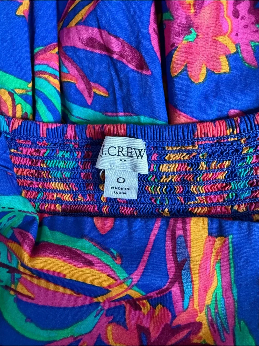 J. Crew Blue Floral Sundress with Pink, Orange and Green Print